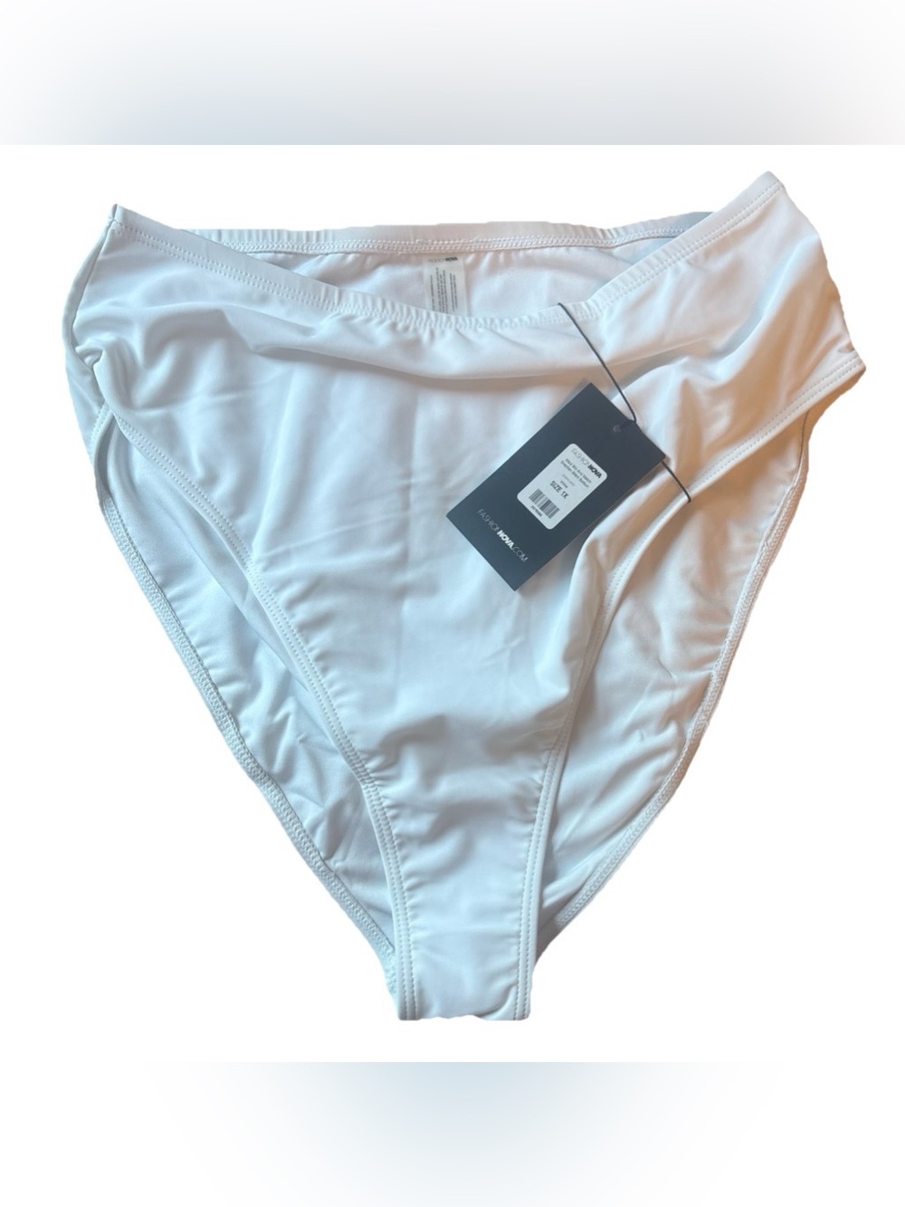 Fashion Nova White High-Cut One Piece Swim Bottom